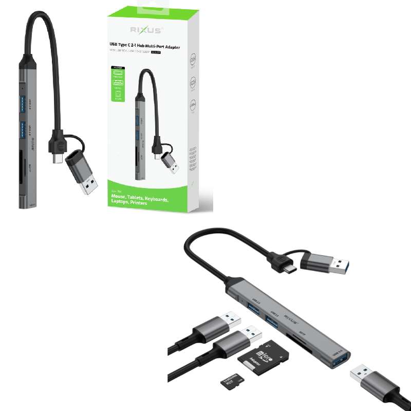 Adapter USB / USB-C Rixus RXHU05 black