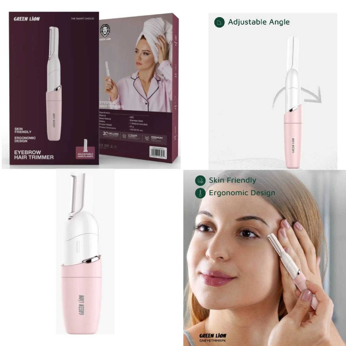 Eyebrow Hair Trimmer Green Lion pink