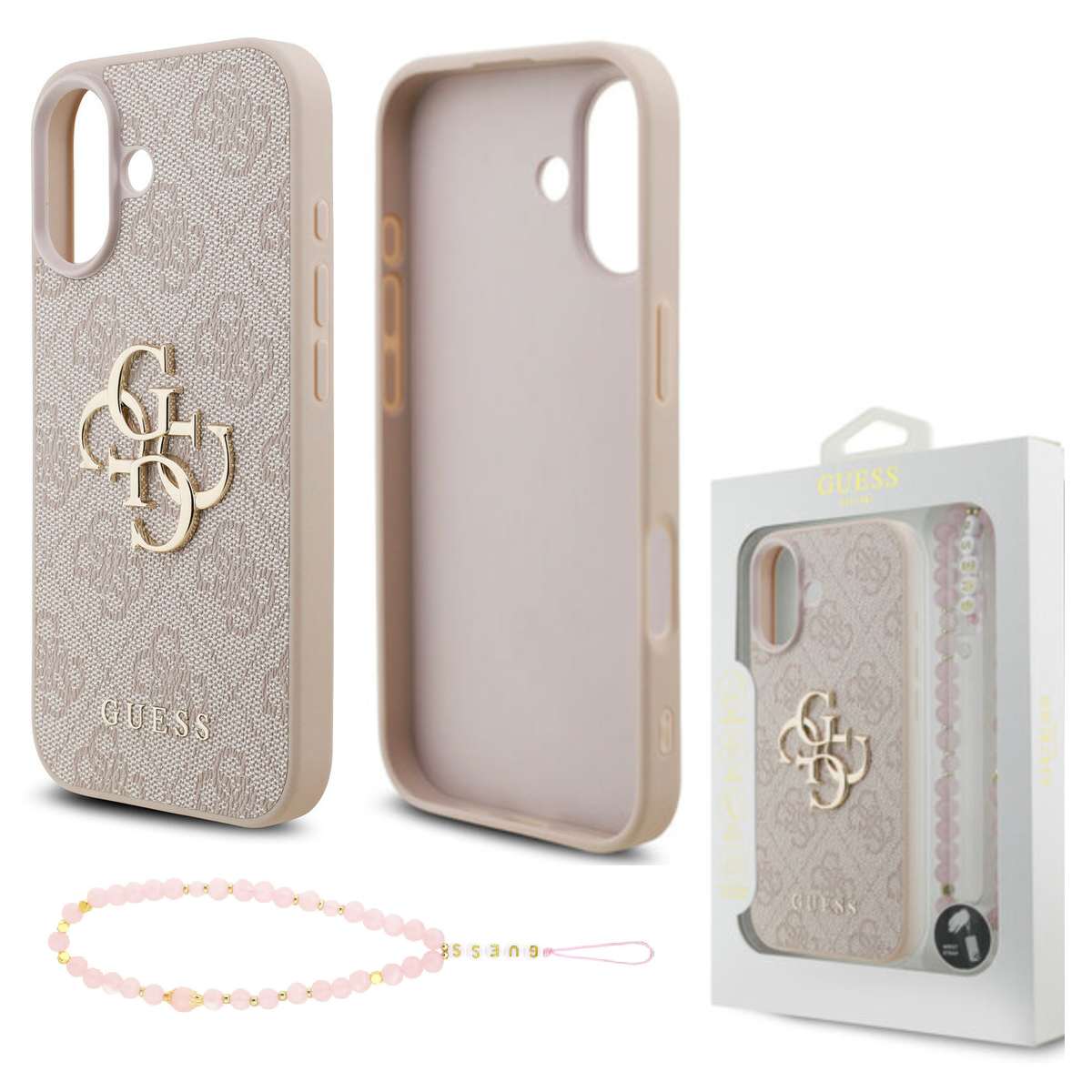 Back Case Apple iPhone 17 Guess Leather Classic 4G Logo with Strap pink