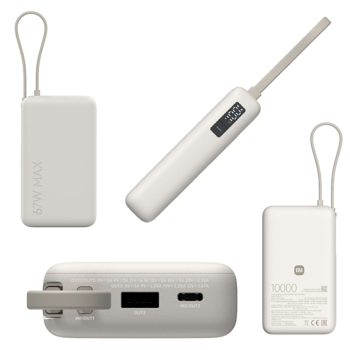 Power Bank Xiaomi 67W 10000mAh Integrated USB-C / USB-C / USB beige