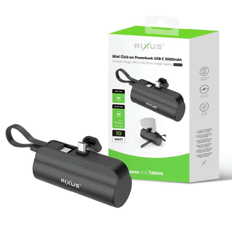 Power Bank USB-C Rixus RXPB98W Mini 5000mAh black