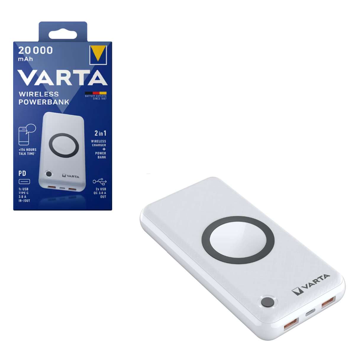 Power Bank Magsafe Varta 20W 20000mAh Dual USB / USB-C white