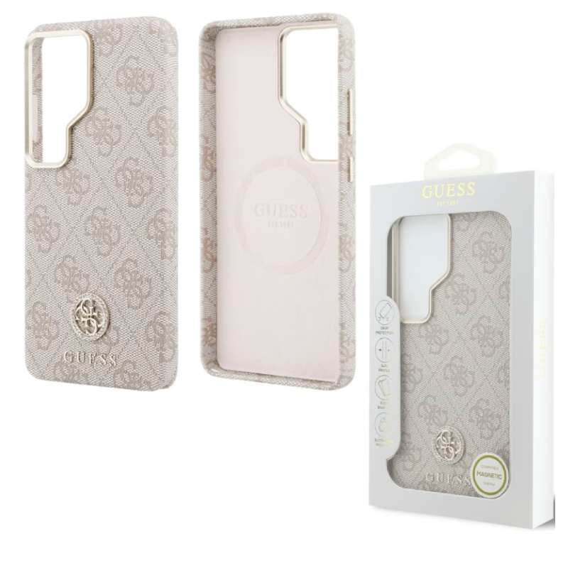 Back Case Magsafe Samsung S26 Ultra S948 Guess 4G Rhinestone Logo pink