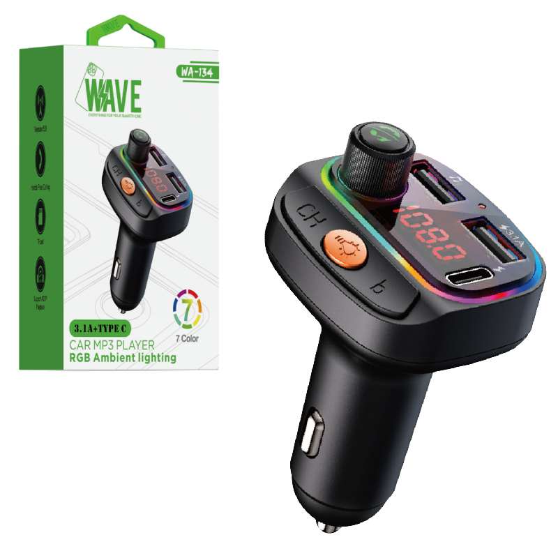 Bluetooth FM Transmitter Wave WA-134 20W 3.1A black