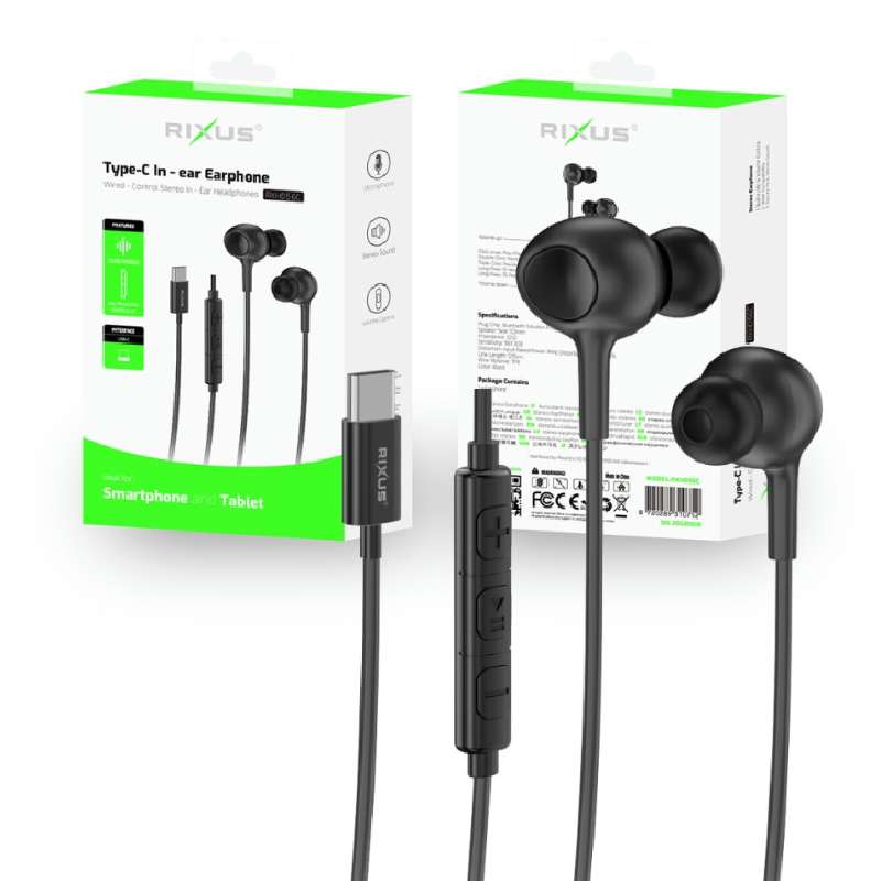 Earphone Rixus RXHD56C USB-C black