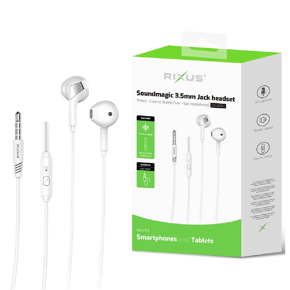 Earphone Rixus RXHD19J 3.5mm white