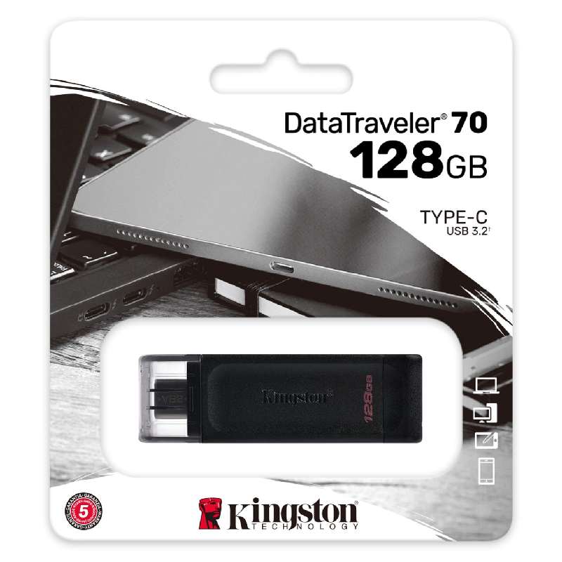 Pen Drive Kingston DT70 USB-C 128GB black