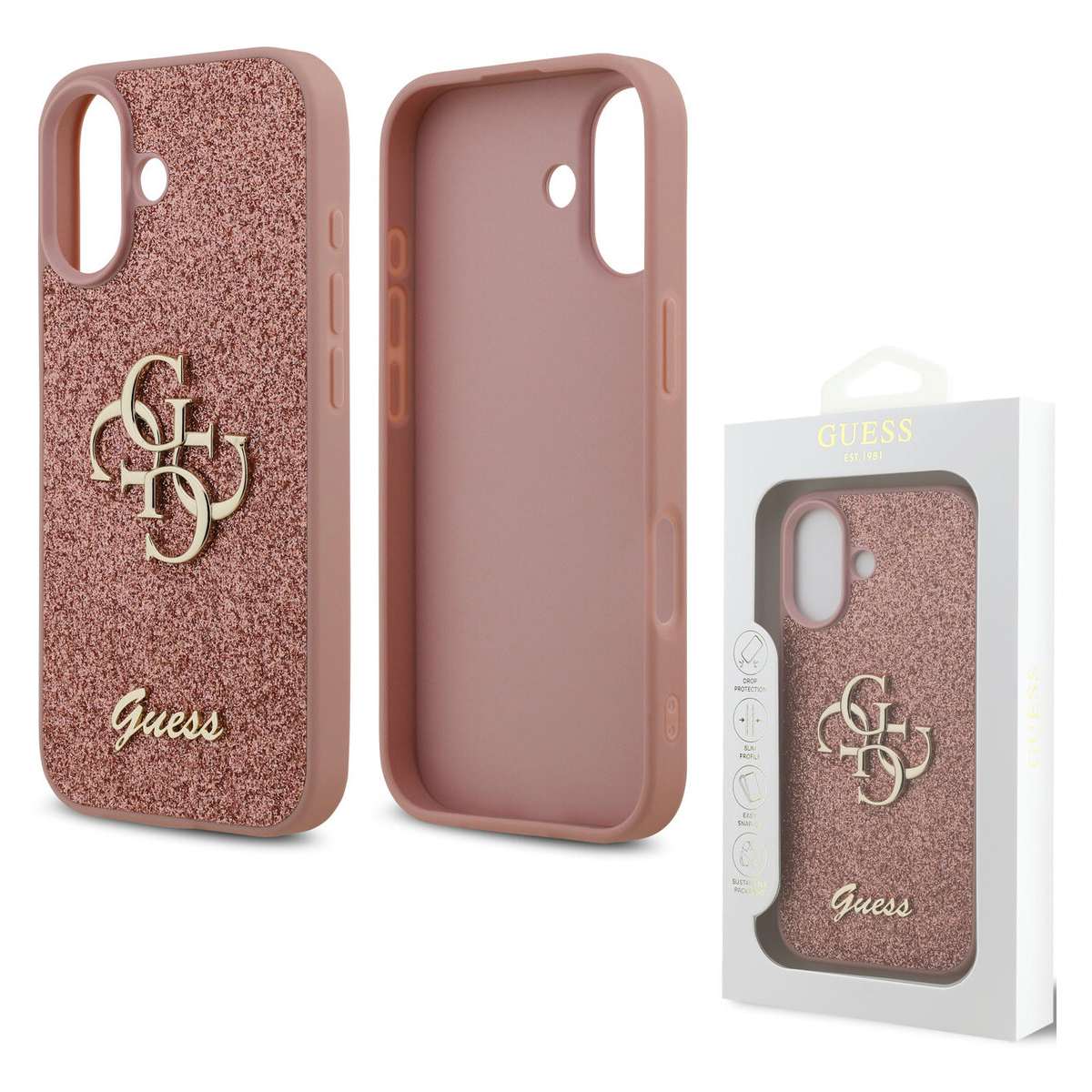 Back Case Apple iPhone 17 Guess Glitter Big 4G pink