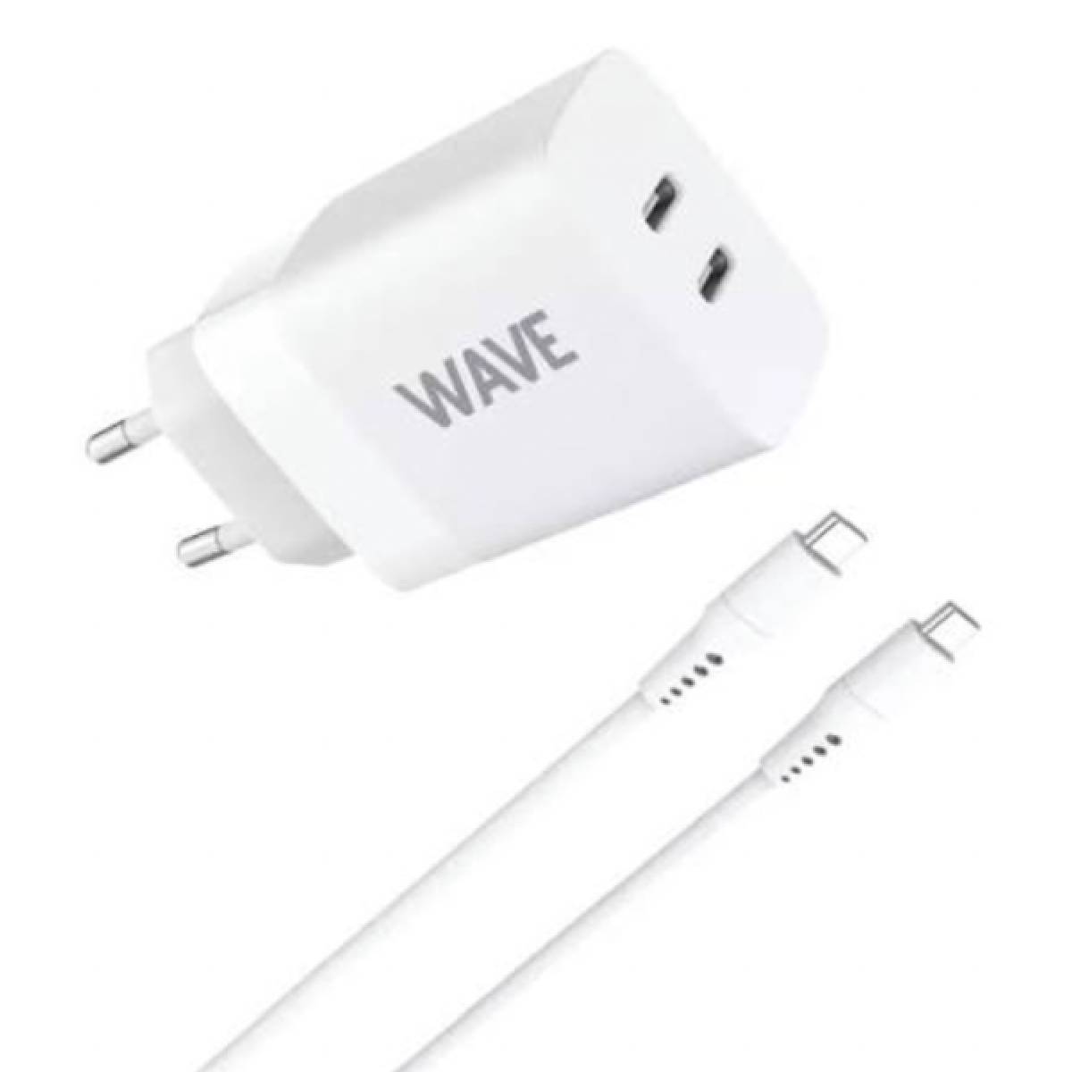 Charger Dual USB-C with USB-C to USB-C Cable Wave WA-253 35W EU white