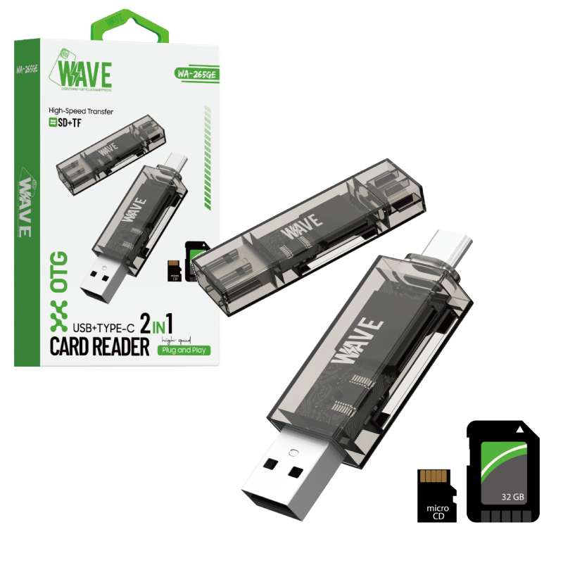 Memeory Card Reader USB / USB-C Wave WA-265 black