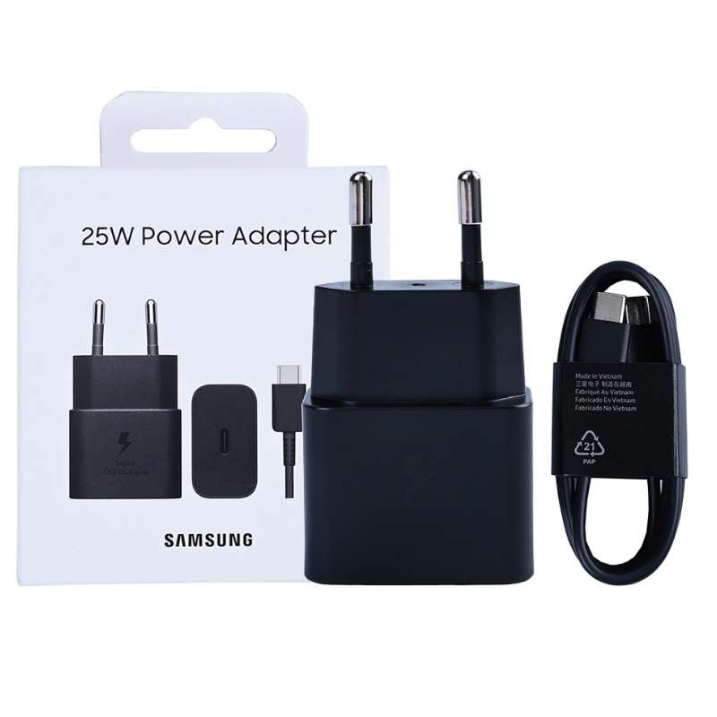 Charger USB-C with USB-C to USB-C Cable Samsung 25W EU Pin black