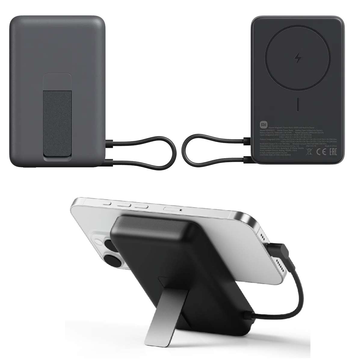 Power Bank Magsafe Stand Xiaomi 10000mAh Integrated USB-C / USB-C gray