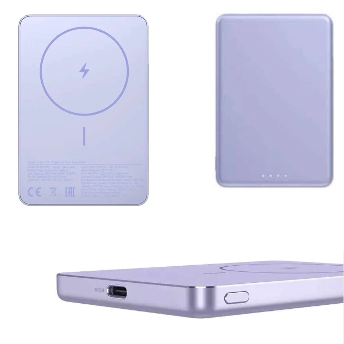 Power Bank Slim Magsafe Xiaomi 22.5W 5000mAh USB-C purple