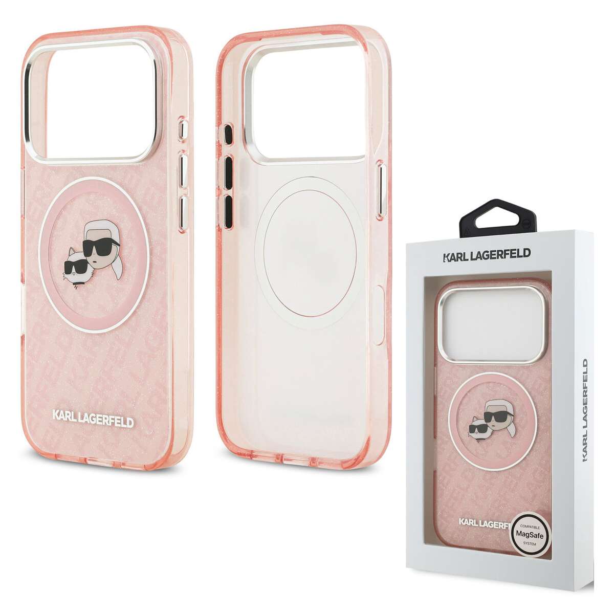 Back Case Magsafe Apple iPhone 17 Pro Max IML Glitter K&C Heads Logo pink