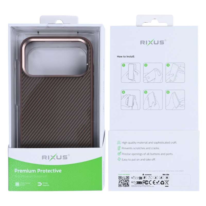 Back Case Magsafe Carbon Rixus Apple iPhone 17 Pro brown