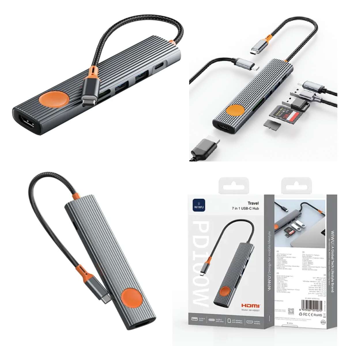 Adapter USB-C Wiwu Wi-HB007 7-in-1 gray