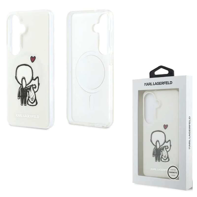Back Case Magsafe Samsung S26 S942 Karl Lagerfeld IML Karl & Choupette white