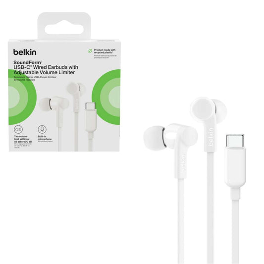 Earphone Belkin SoundForm USB-C Volume Limiter white
