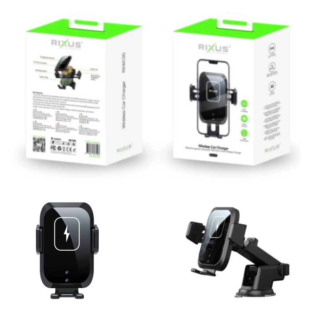 Wireless Car Charger Holder Rixus RXWC50 15W black