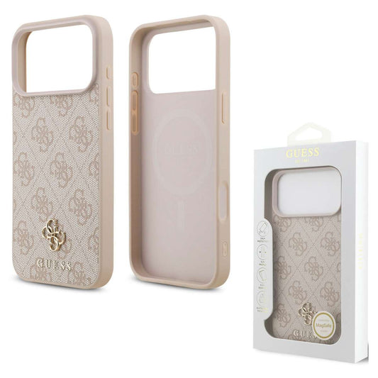 Back Case Magsafe Apple iPhone 17 Pro Max Guess Small 4G & Classic Metal Logo pink