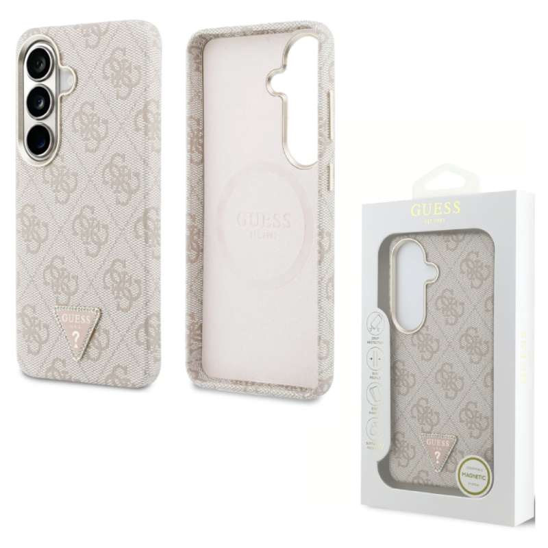 Back Case Magsafe Samsung S26 S942 Guess PU Leather 4G Strass Triangle Logo gold