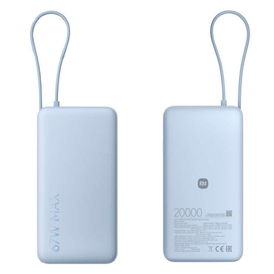 Внешний аккумулятор Xiaomi 67 Вт 20000 мАч со встроенным кабелем USB-C, синий