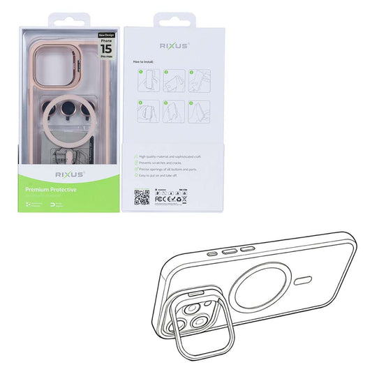 Back Case Magsafe Stand Apple iPhone 15 Pro Max Rixus Classic pink