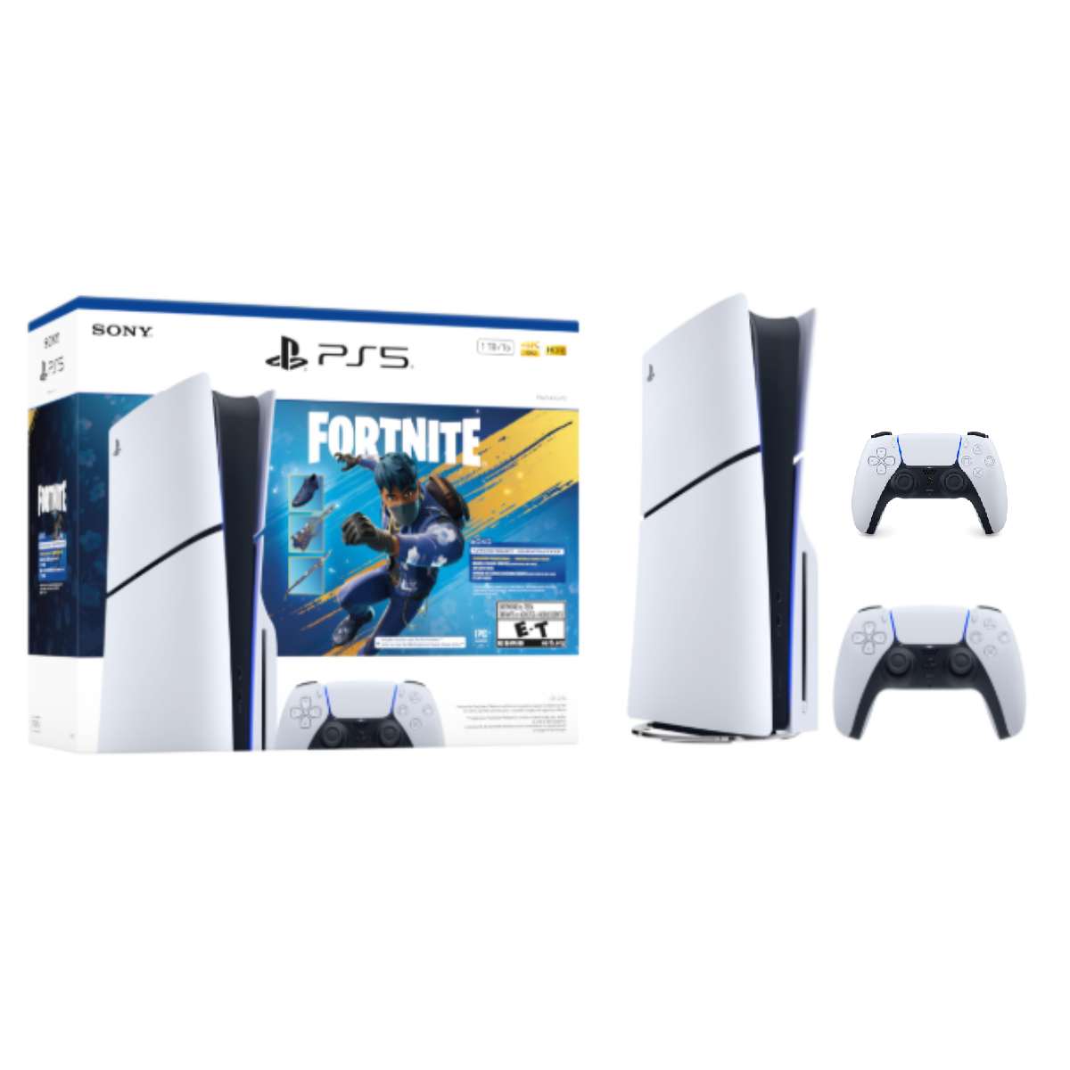 PlayStation 5 Bluray Slim 1TB Fortnite with Two Controller Bundle
