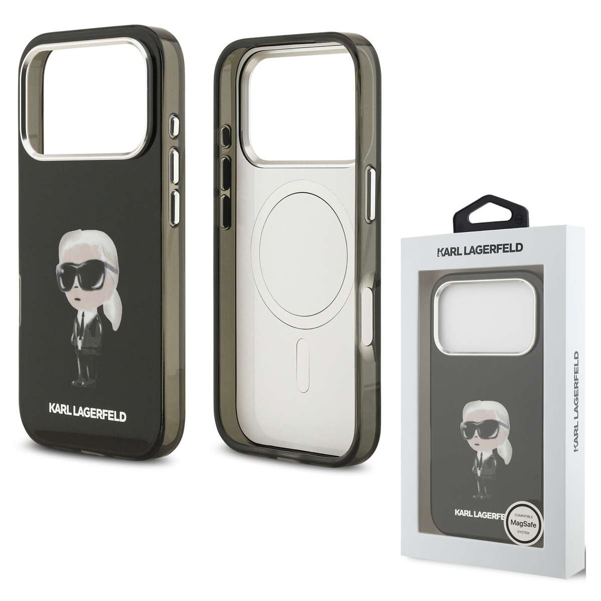 Back Case Magsafe Apple iPhone 17 Pro Karl Lagerfeld IML Aquarelle black
