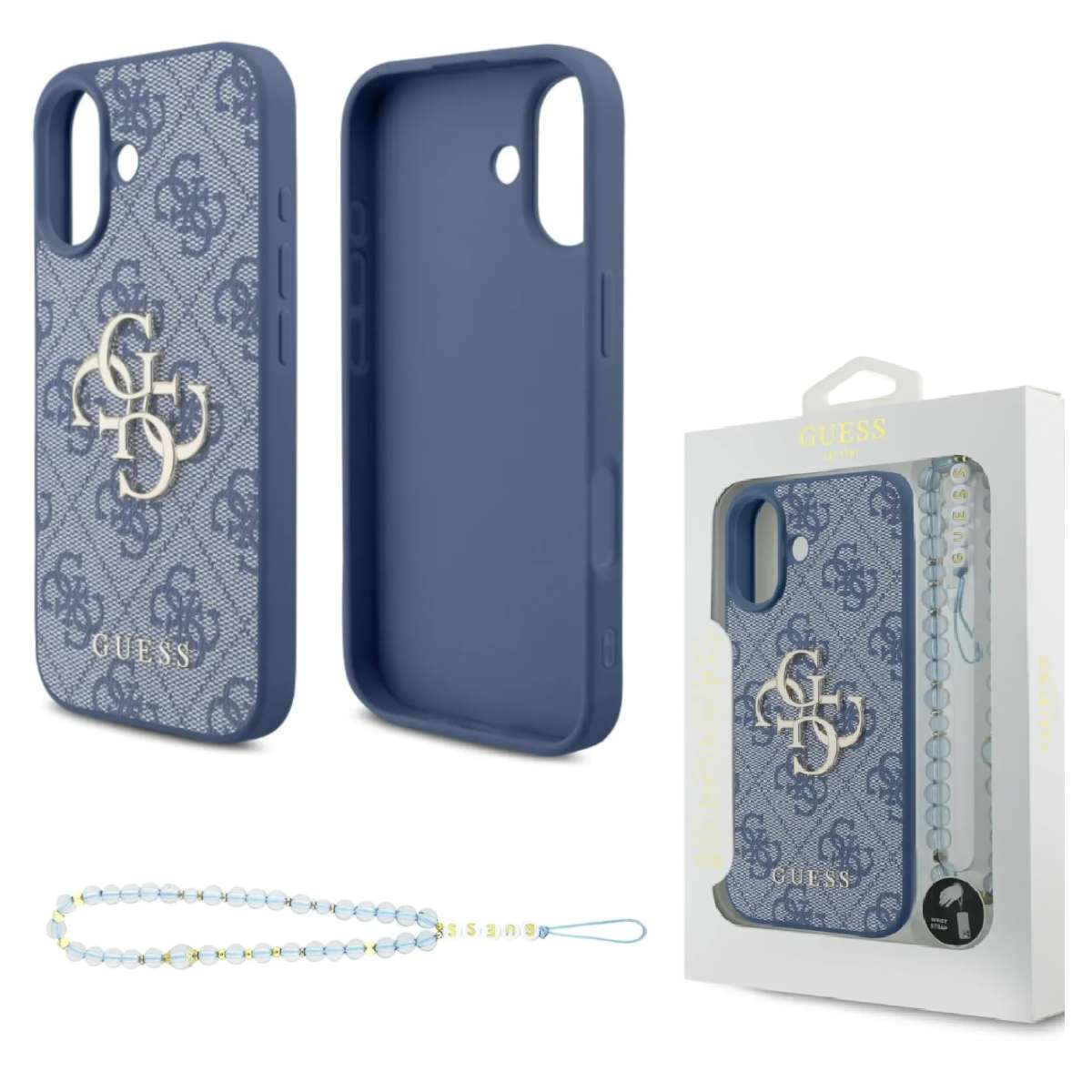 Back Case Apple iPhone 17 Guess Leather Classic 4G Logo with Strap blue