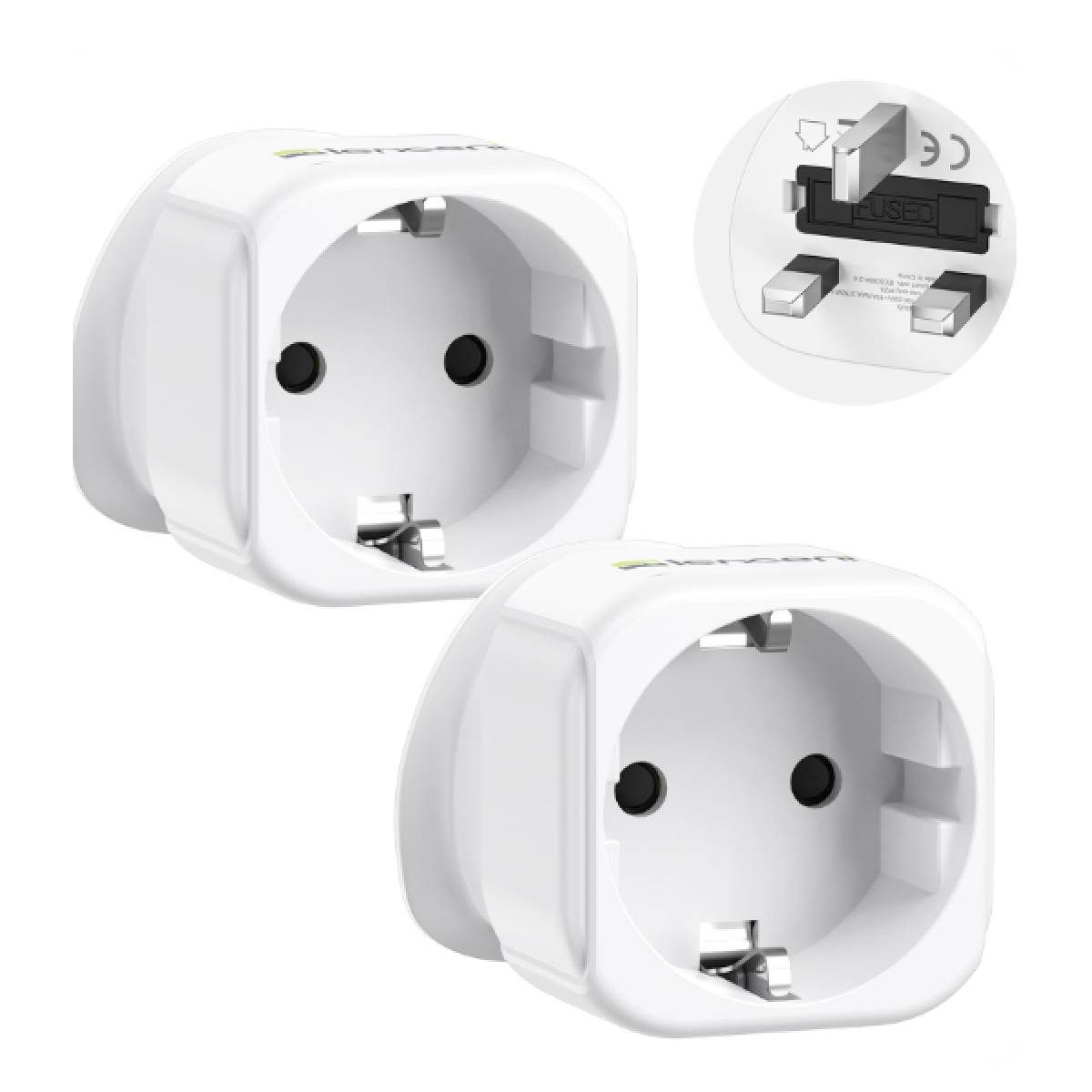 Adapter UK 3 Pin to EU 2 Pin 13A white