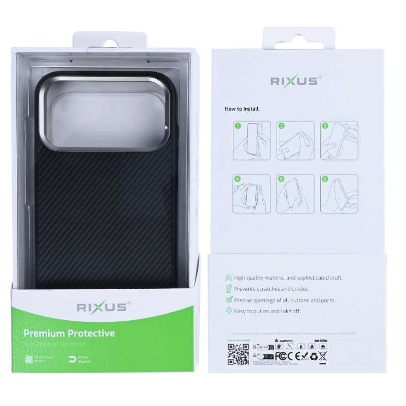 Back Case Magsafe Carbon Rixus Apple iPhone 17 Pro black