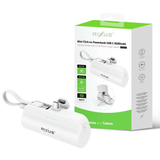 Power Bank USB-C Rixus RXPB98W Mini 5000mAh white