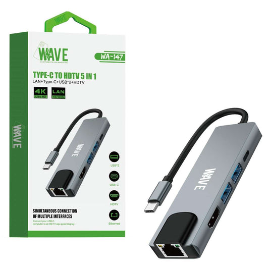 Adapter USB-C Wave Wa-147 5-in-1 gray