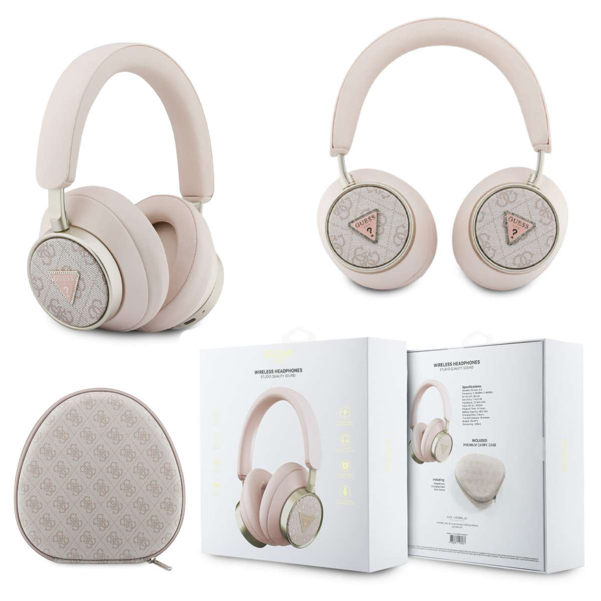 Headphone Guess 4G Triangle Logo Wireless pink