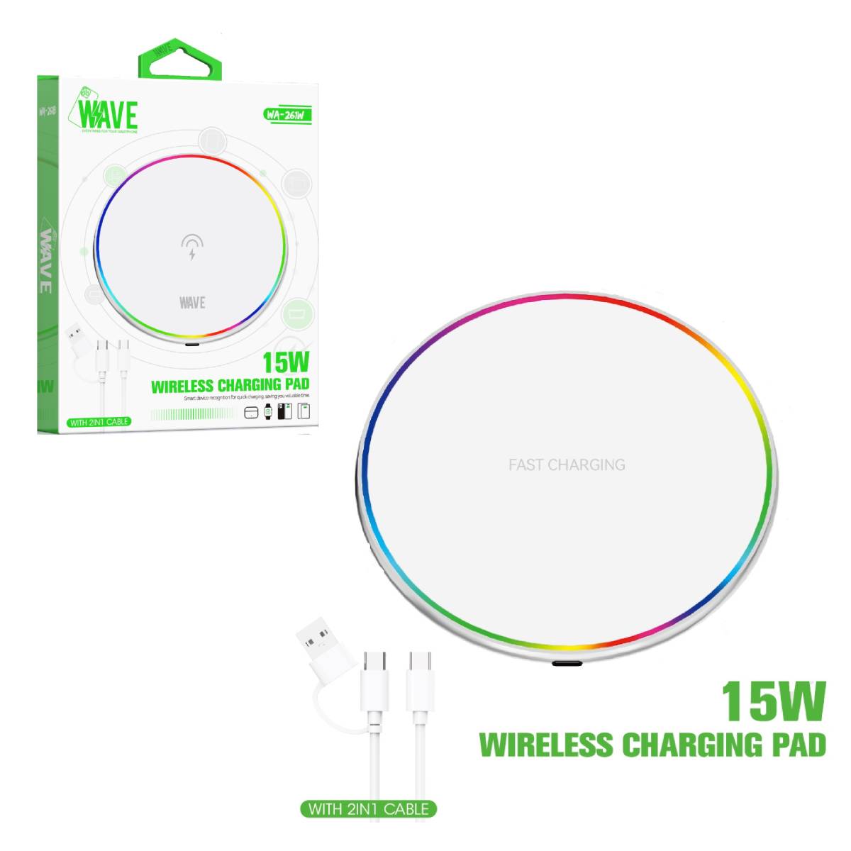 Wireless Charging Pad Wave WA-261W 15W white