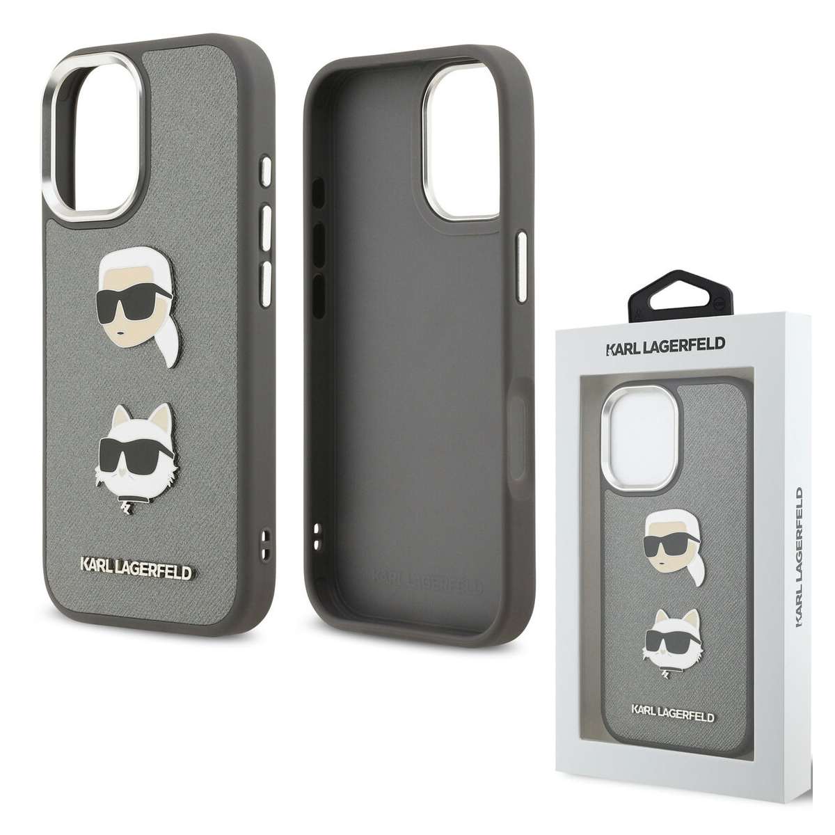 Back Case Apple iPhone 17 Karl Lagerfeld Grained K&C Head Pins gray