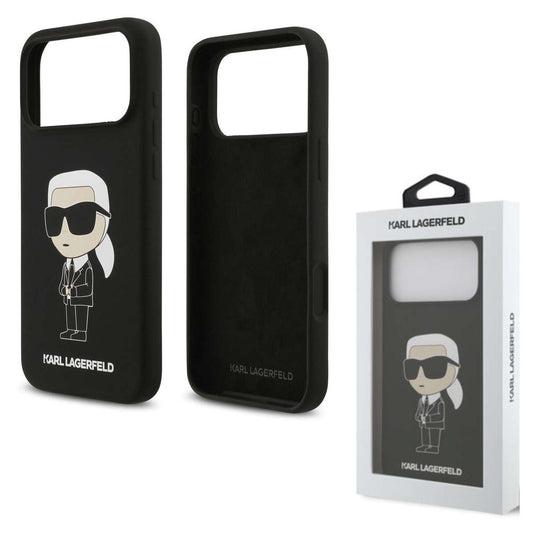 Back Case Apple iPhone 17 Pro Max Karl Lagerfeld Liquid Silicone Ikonik NFT Logo black