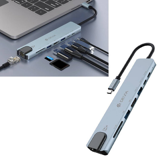 Adapter USB-C Devia Pro 8-in-1 gray