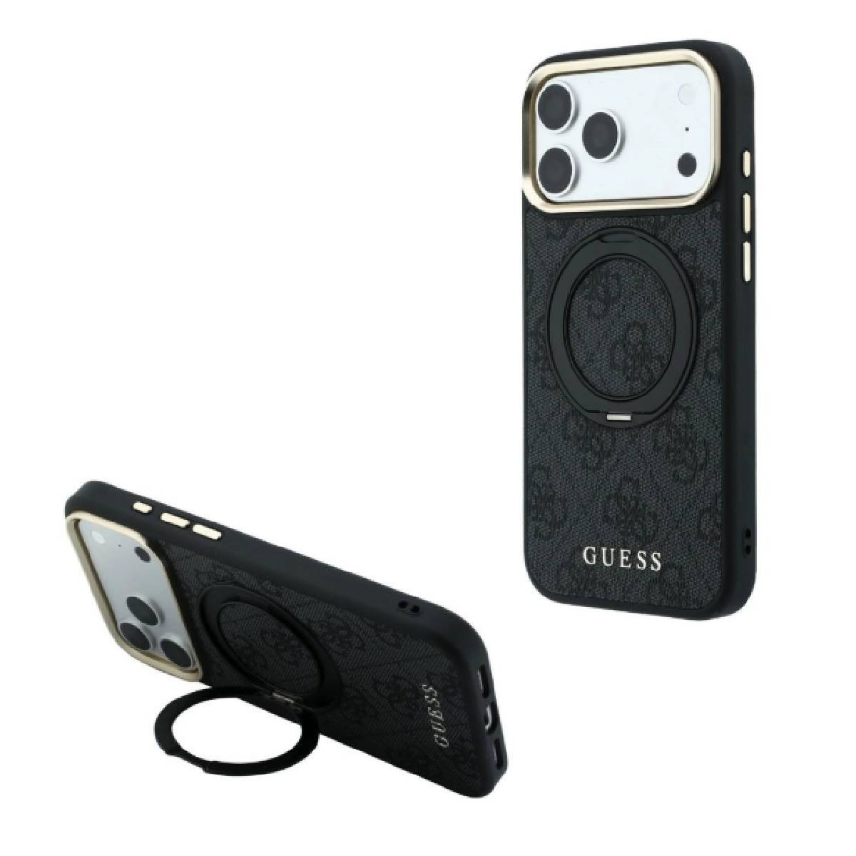 Back Case Magsafe Stand Apple iPhone 18 Pro Max Guess Grained PU Classic Logo black