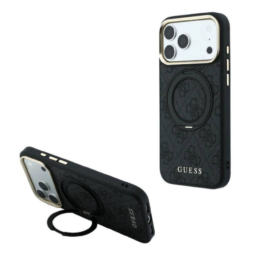Back Case Magsafe Stand Apple iPhone 18 Pro Max Guess Grained PU Classic Logo black