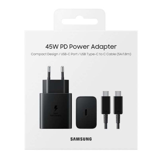 Charger USB-C with USB-C to USB-C Cable Samsung 45W EU Pin black