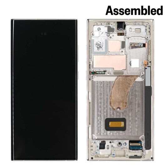 LCD Complete Frame Samsung S23 Ultra S918 cream Assembled