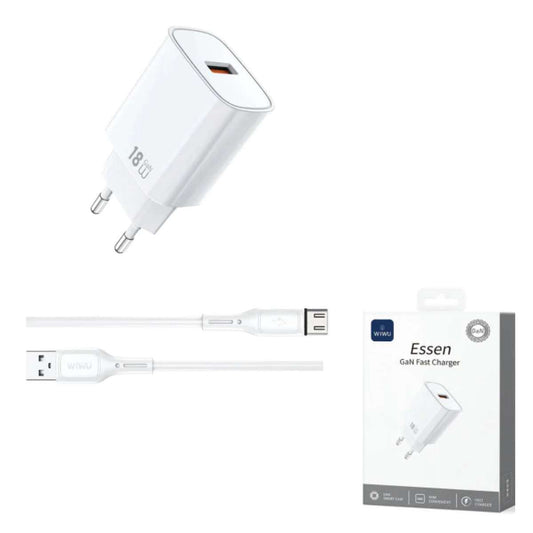 Charger USB-C with USB to USB-C Cable  Wiwu Wi-G006 18W EU white
