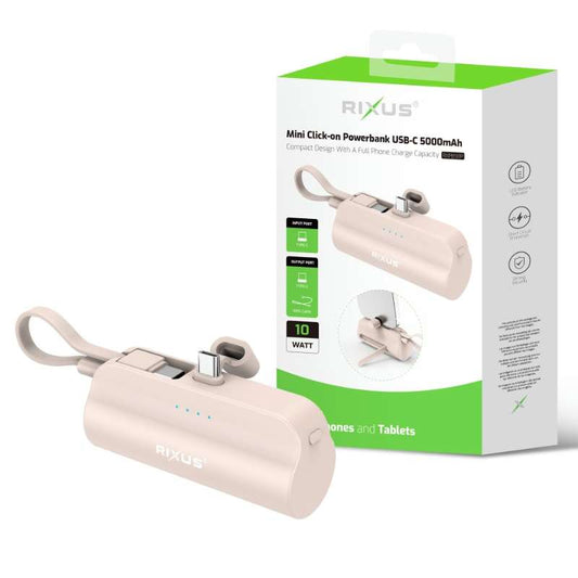 Power Bank USB-C Rixus RXPB98W Mini 5000mAh pink