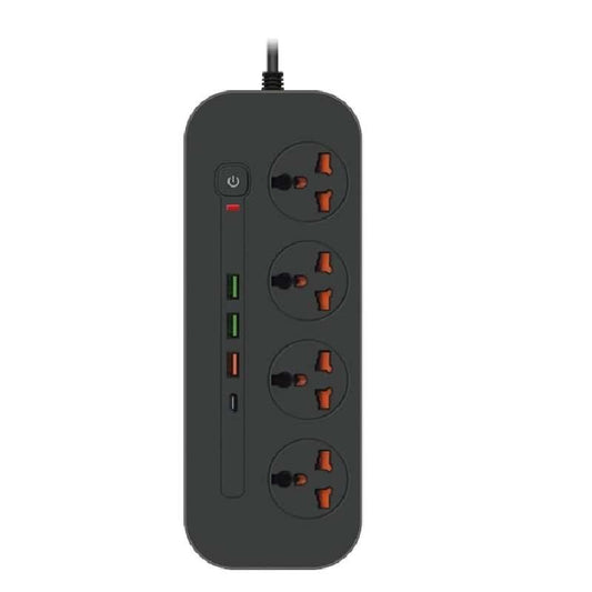 Universal Multi - Socket Power Strip with USB Hubs 3000W EU Plug black