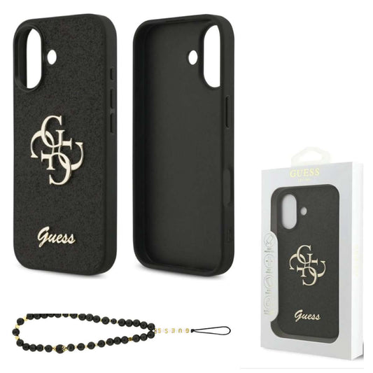 Back Case Apple iPhone 17 Guess Leather Classic 4G Logo with Strap black