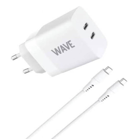 Charger Dual USB-C with USB-C to USB-C Cable Wave WA-253 35W EU white