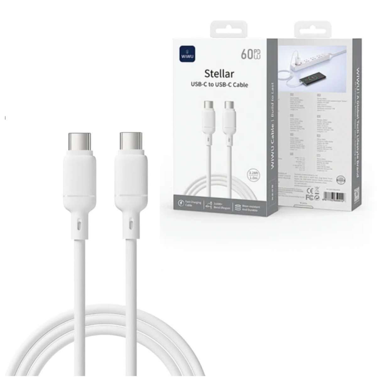Cable USB-C to USB-C Wiwu Wi-C090 18W 1m white