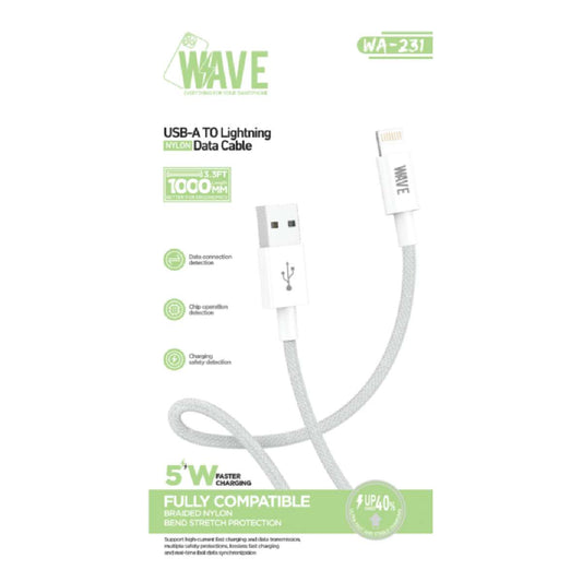 Cable USB to Lightning Braided Wave WA-231 1m white